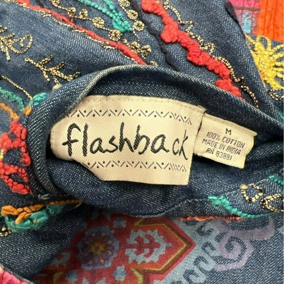 Flashback Art to Wear REVERSIBLE Colorful Floral Festival Jacket Boho Patchwork - Picture 7 of 16